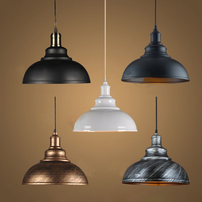 1 Light Dome Light Light Metal Industrial Metal Light con cordón colgante para restaurante