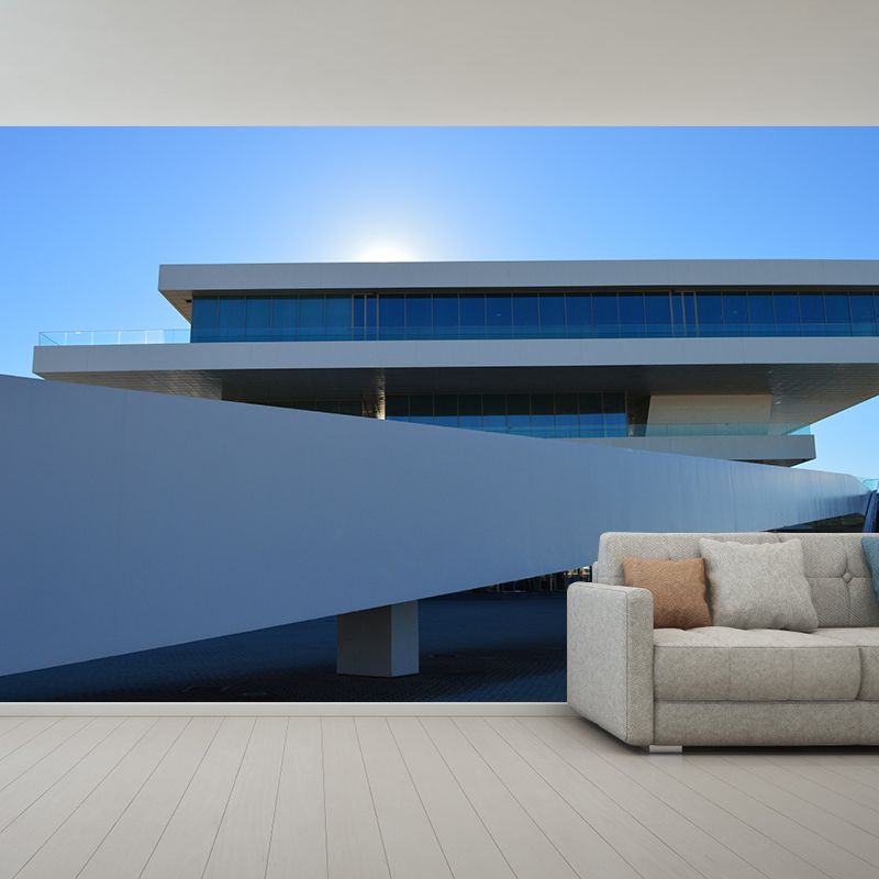 Urban Building Mural Wallpaper Water Resistant Wall Covering for Meeting Room