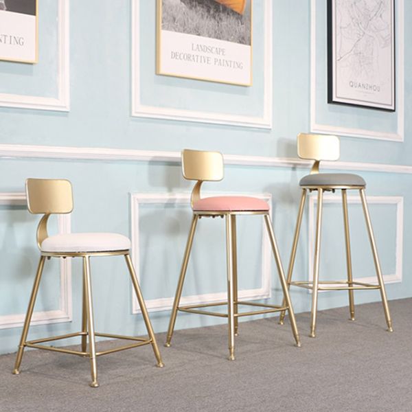 Glam Metal Bar and Counter Stool Low Back Stool with 4 Gold Legs