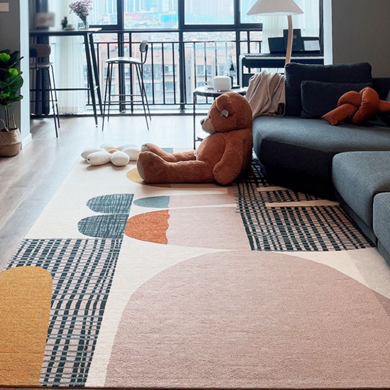 Multicolor Trendy Area Rug Polyester Abstract Print Rug Anti-Slip Backing Indoor Rug for Living Room