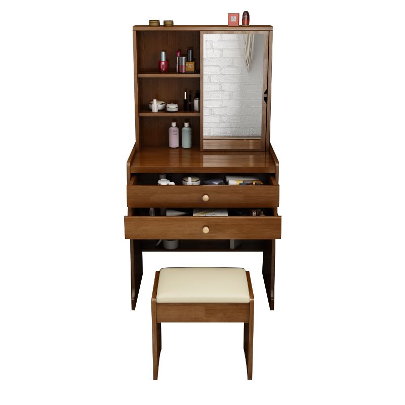 Scandinavian Dressing Table with Mirror and Drawer Solid Wood