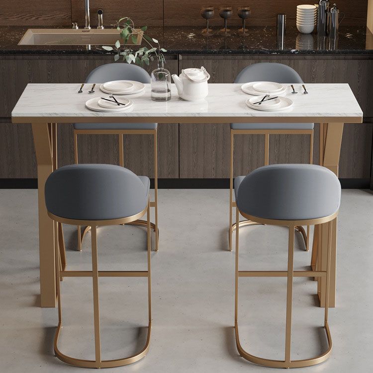 Glam Style Bar Table Set 1/2/5 Pieces Rectangle Bar Table with Metal High Stools for Home