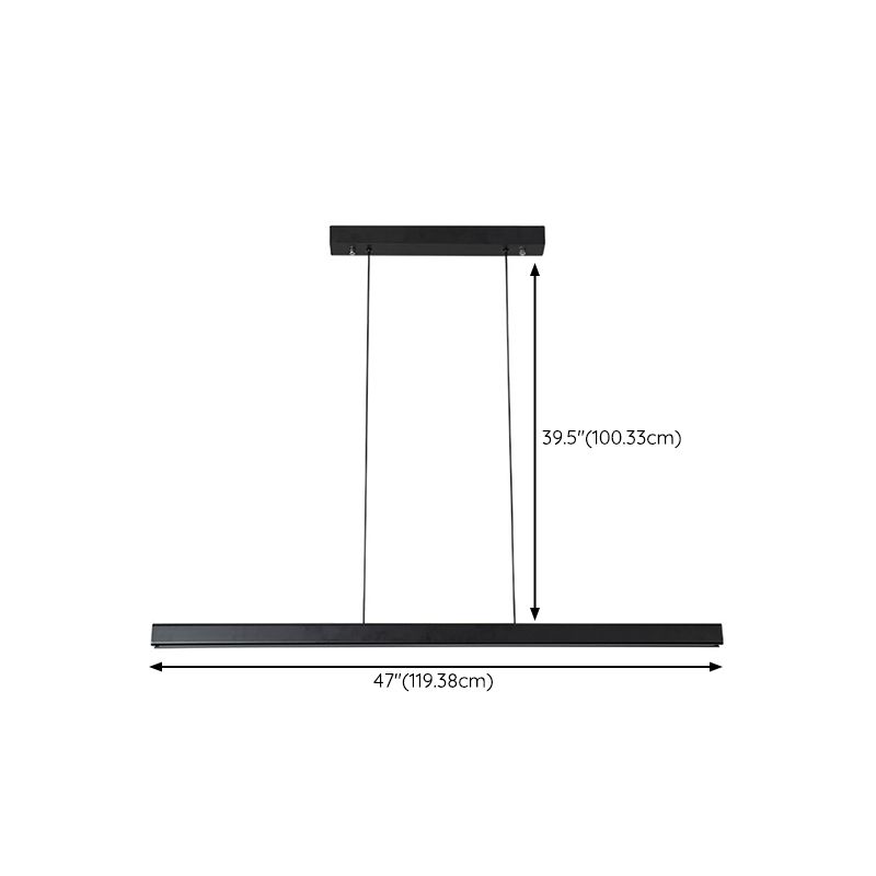 Simple Shape Hanging Island Light Modern Chandelier Light Fixture in Black for Dining Room