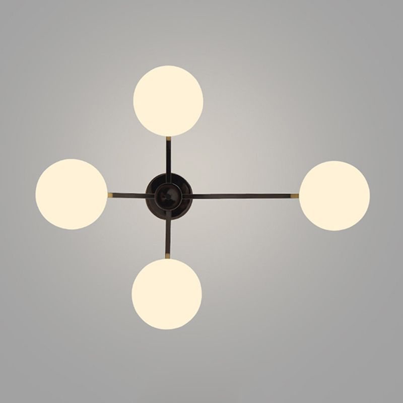 Modern Ceiling Lighting White Glass Semi Flush Mount for Living Room
