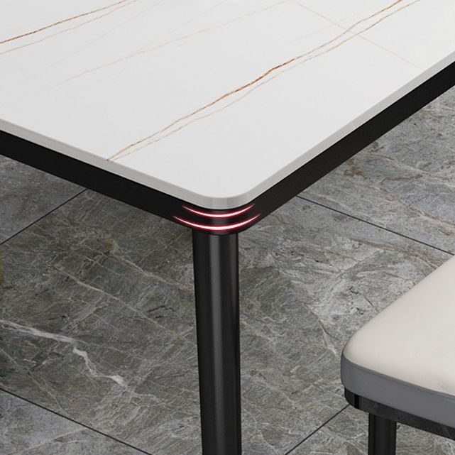 Rectangle Stone Top Dining Table Glam Style Kitchen Dining Table