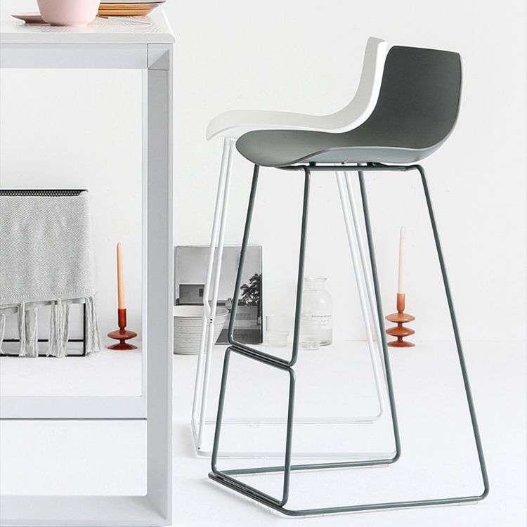 Contemporary Armless Plastic Low Back Bar Stools with Metal Base