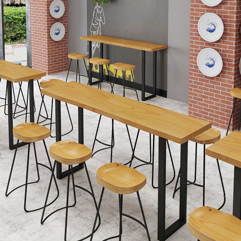 Rectangle Sled Base Solid Wood Bar Table for Kitchen Dining Room