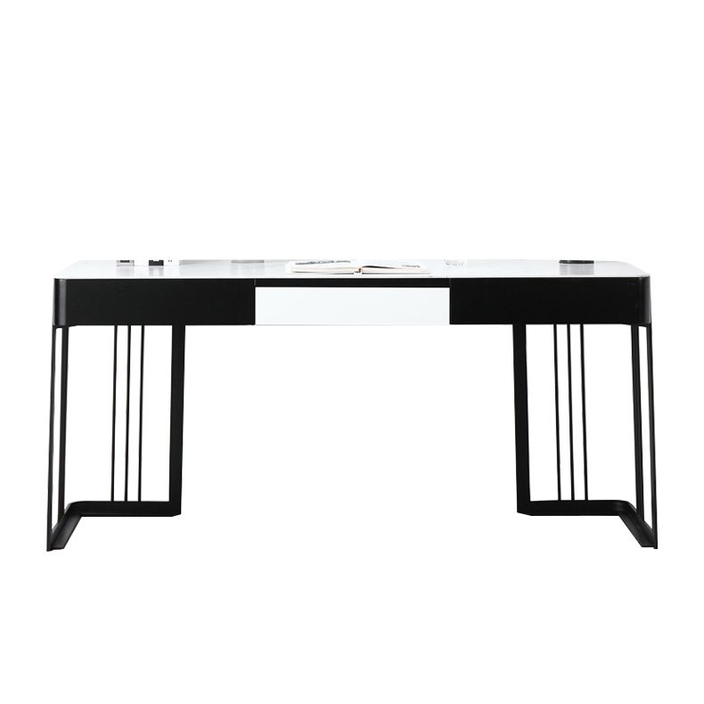 Industrial Office Desk Rectangular Secretary Desk with Metal Legs