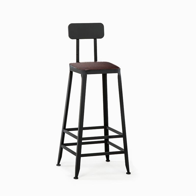 Industrial Black Counter Chair Squared Metal Footrest Counter-height Stool