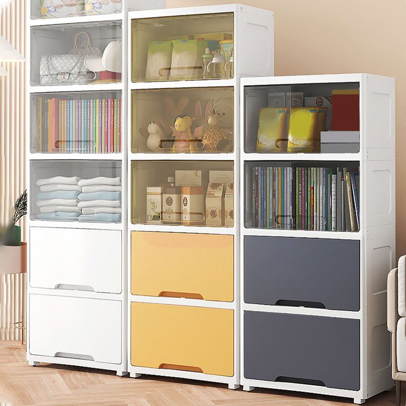 Contemporary Plastic Book Shelf with Closed Back Standard with Doors