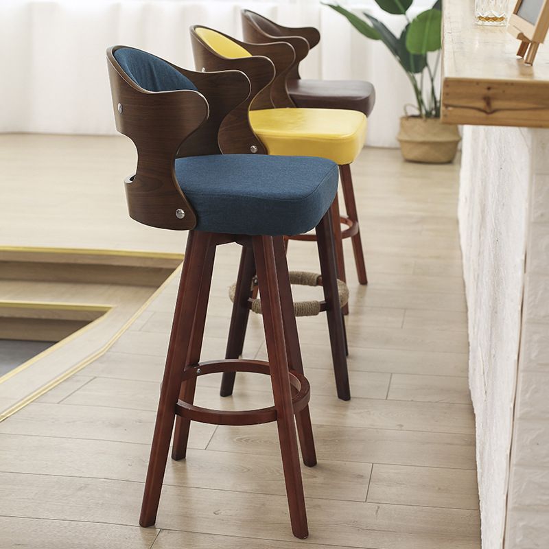Nordic Style Counter and Bar Stool Backrest Solid Wood Upholstered Counter Chair