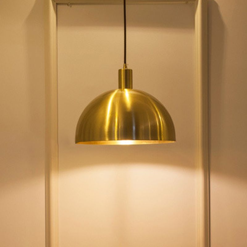 Postmoderne 1-Bulb Suspension Lamp Brass Koepel Paarlamp met metalen schaduw