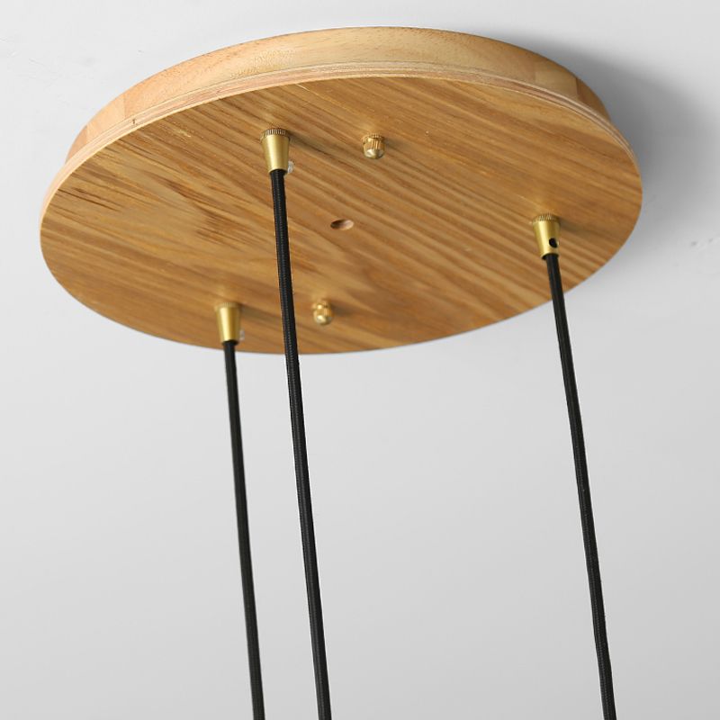 Wooden Dome Pendant Light in Modern Concise Style Glass Indoor Hanging Lamp