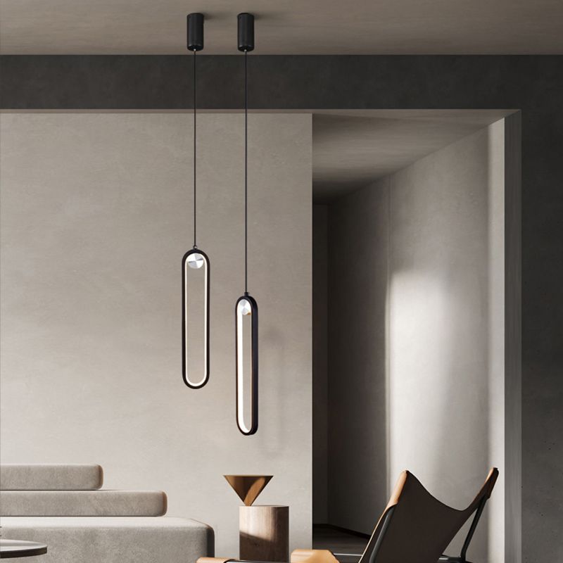 Pendre du salon LED Minimaliste forme ovale Lumière suspendue avec une nuance de gel de silice