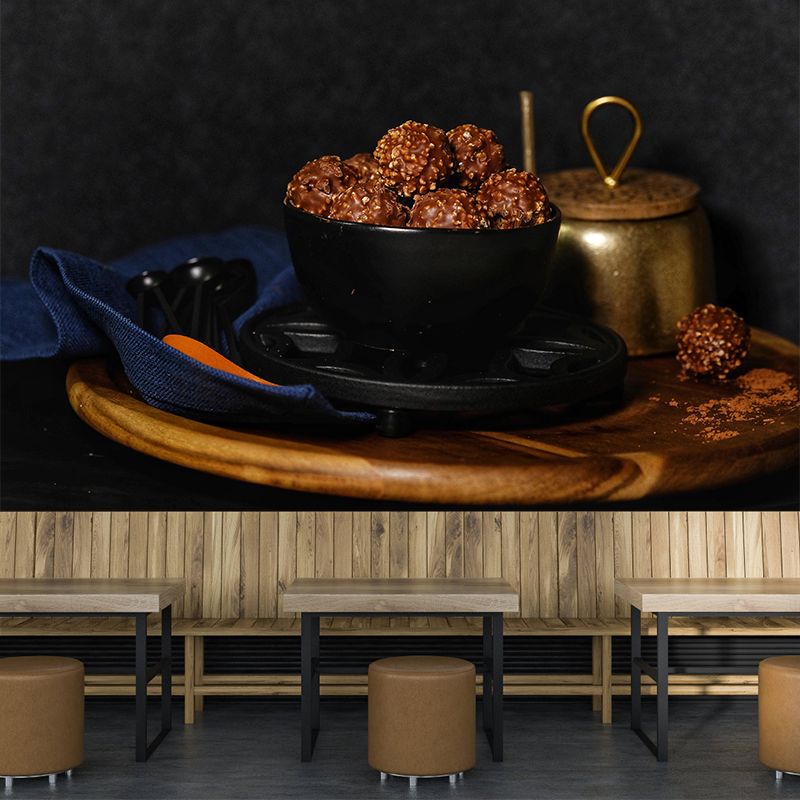 Soft Color Chocolate Painting Mural Decal Modern Style Wall Covering for Shop