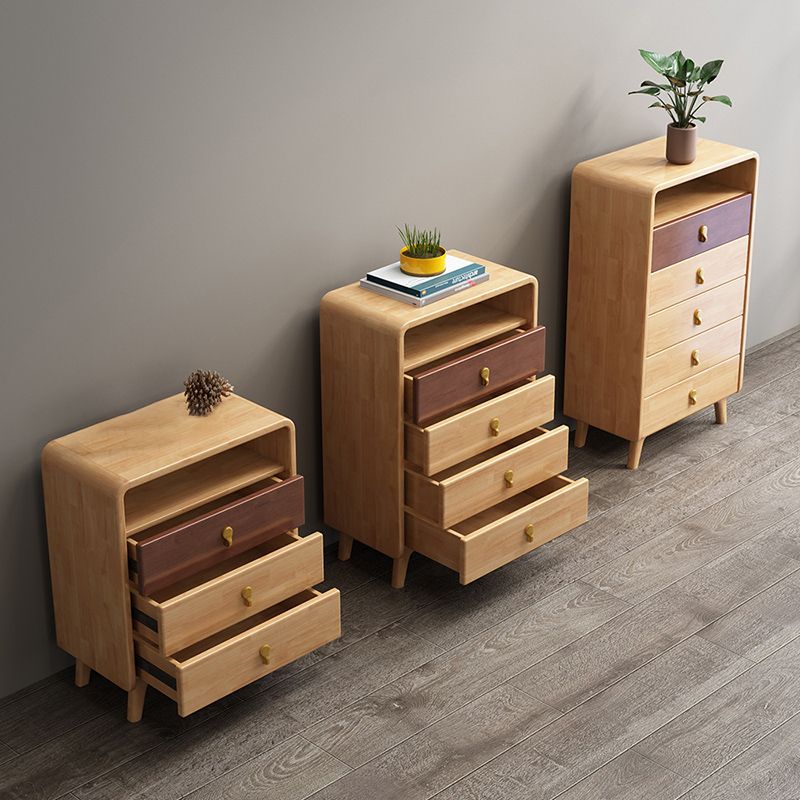 Modern Chest Rectangle with Drawer Solid Wood Squared Legs Accent Chest