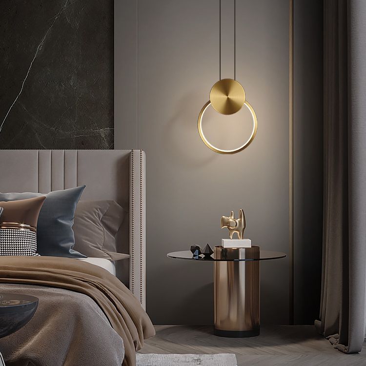 Geometric Metal Suspended Lighting Fixture 1 Light Pendant Lighting Fixture in Gold