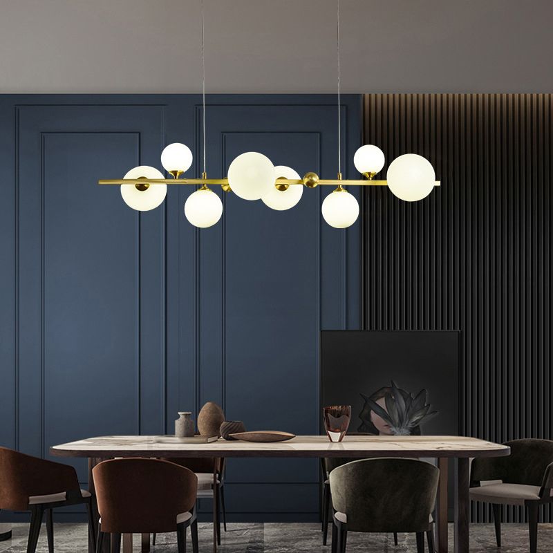 Modern Style Globe Shade Island Pendants 8-Lights Glass Pendant Lights for Dining Room