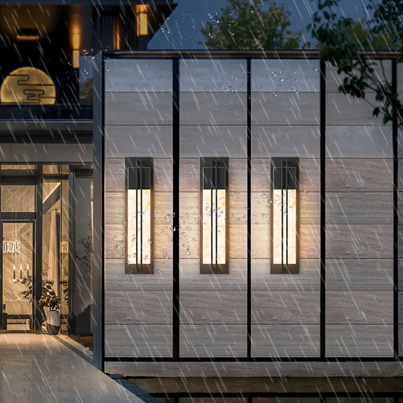 Contemporary Wall Sconce Rectangular Outdoor Wall Light Fixture with Metal