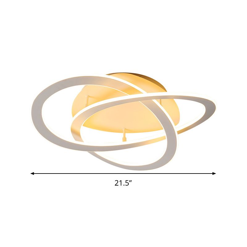 21,5 "/29.5" W Iluminación de techo de dormitorio LED Blanco/Oro de montaje de punto de montaje de luz con sombra acrílica de bucle en luz cálida/blanca