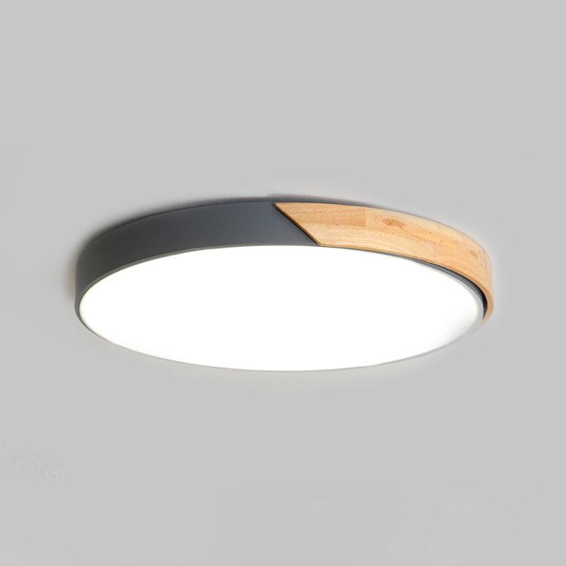 Empalme Círculo LED Iluminación empotrada Lámpara de techo de dormitorio de madera nórdica