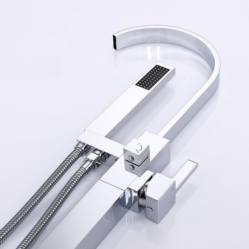 Freestanding Bathtub Faucet Floor Mounted One Lever Handle with Hose