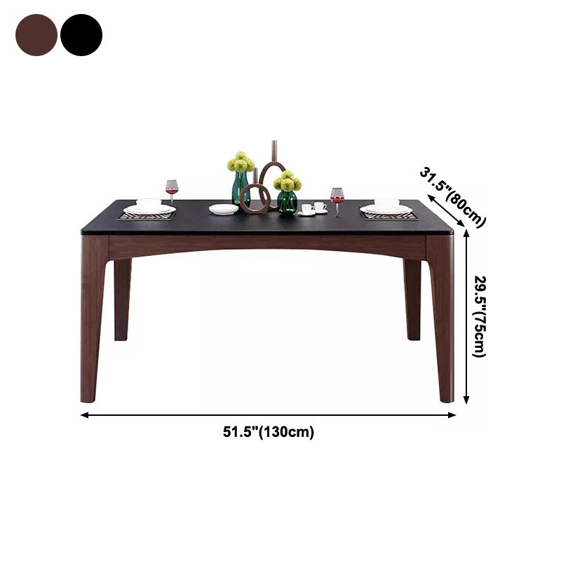 Mid-Century Sintered Stone Table Ash Wood 4 Legs Base Rectangle Table for Home