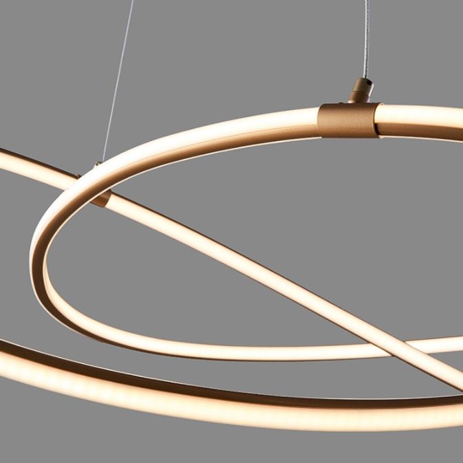 Modern Metal Sockets Chandelier Living Room Linear LED Hanging Pendant Lights