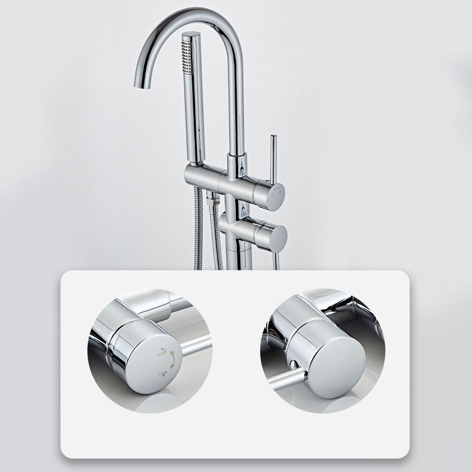Traditional Floor Mounted Freestanding Tub Filler Double Handles Bathtub Faucet