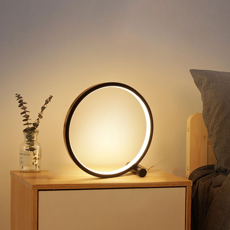 Lampada da tavolo notturna a forma di cerchio moderna 1 comodino leggero lampada