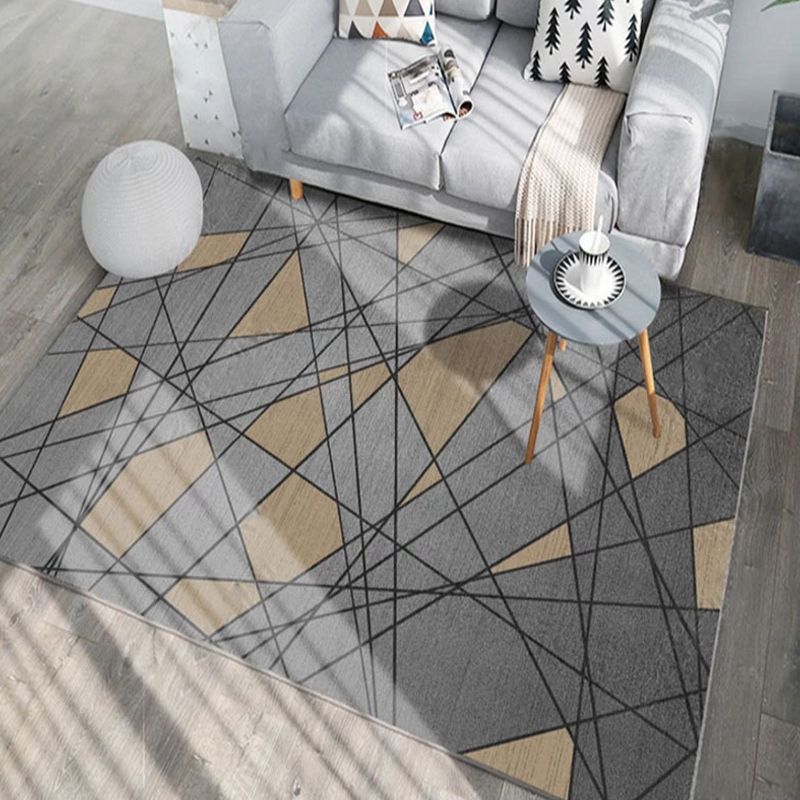 Nordic Geometric Pattern Rug Polyester Modernist Rug Pet Friendly Anti-Slip Backing Area Rug for Living Room
