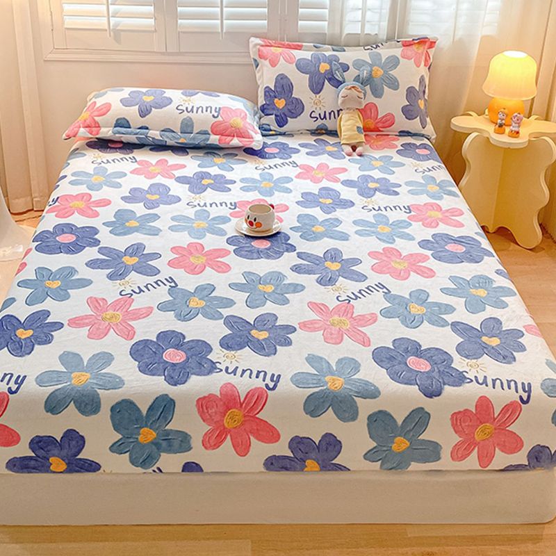 Trendy Bed Sheet Orange Printed Wrinkle-Free Non-Pilling Fade Resistant Flannel Sheet