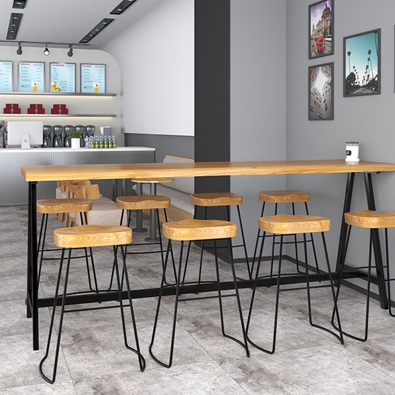 Rectangular Bar Height Table Black Legs and Metal Base Bistro Pub Table