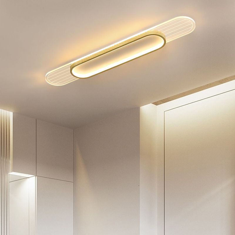 Modern Metal Flush Mount Oval Shape Ceiling Light with Acrylic Shade for Passage