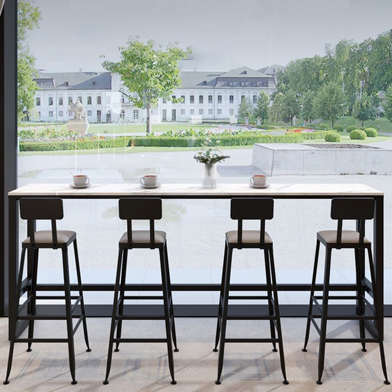 Industrial Metal Bar Stools Low Back Bar Stool with Black Legs