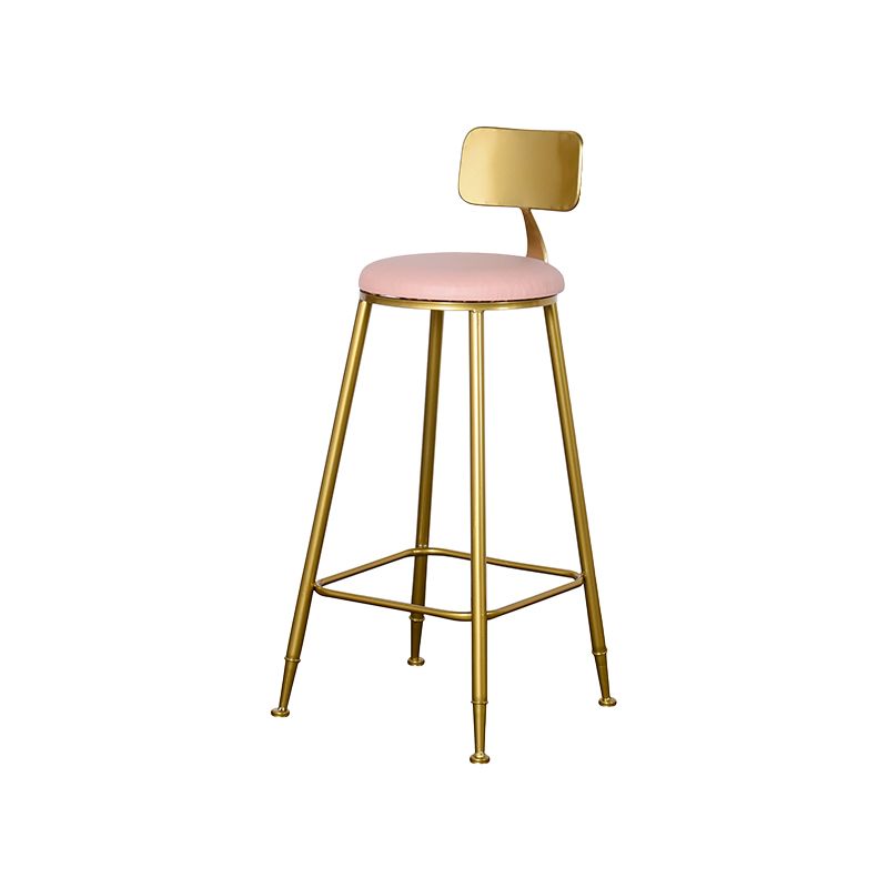 Glam Backrest Armless Counter Stool Iron Kitchen Bar Stool with Pedal and Cushion