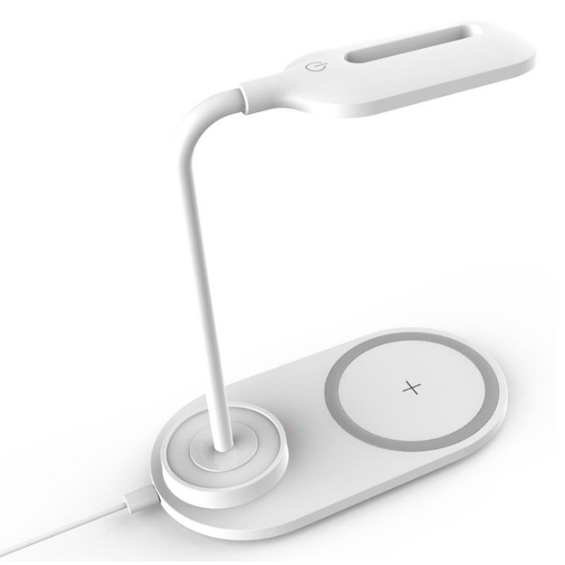 Lampada da tavolo oblunga per caricabatterie per telefono wireless Lampada da lettura a LED da comodino in plastica Macaron