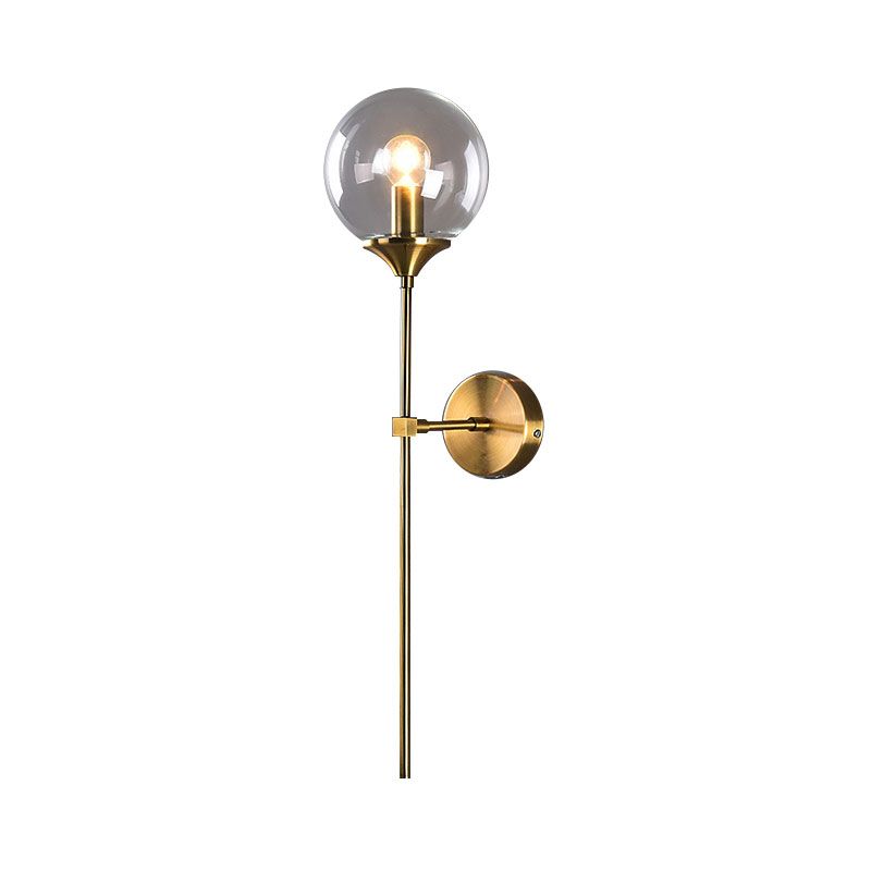 Klar/Rauch/Bernsteinglas runde Wandlampe Moderne 1 leichte Wandmontage in Gold für Wohnzimmer