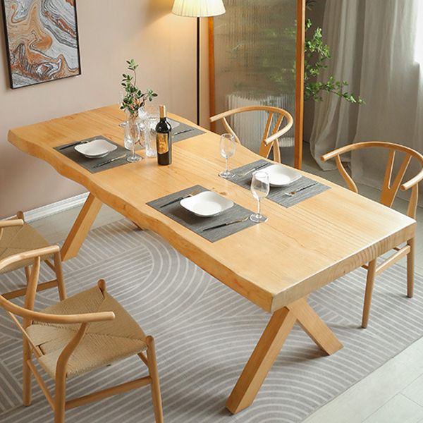 Rectangle Solid Wood Dining Table Modern Contemporary Kitchen Wood Table with Double Pedestal
