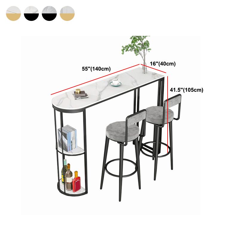 Modern 1/2/3 Pieces Bar Table Set Stone Counter Table with High Stools