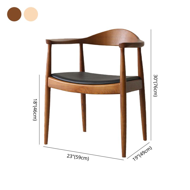 Traditional Style Ash Wood Chairs Kitchen Dining Open Back Arm Chairs Set
