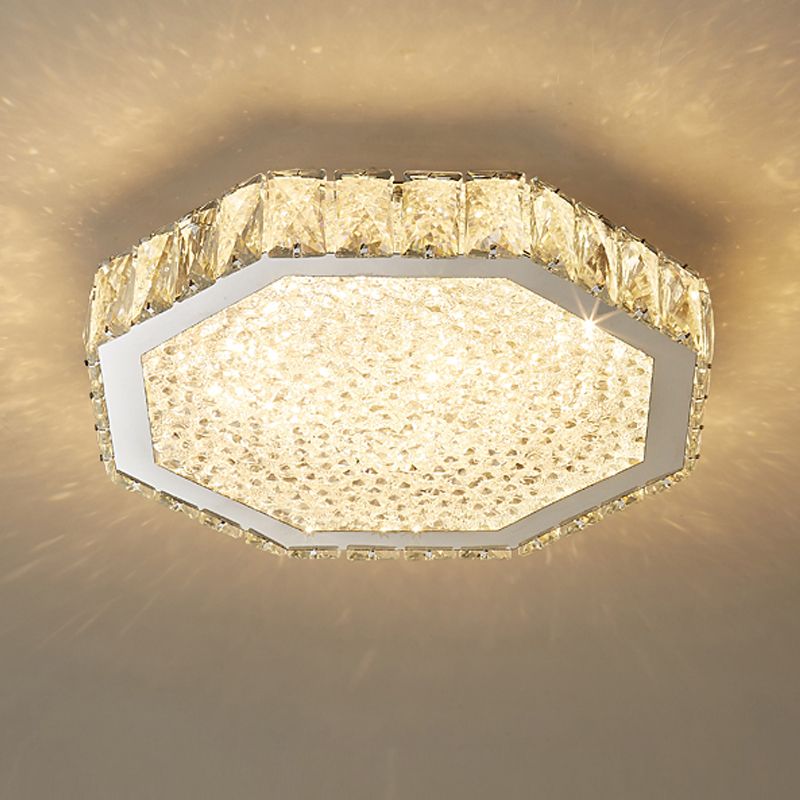 LED Flush Light Contemporary Transparent Crystal Bedroom Flush Ceiling Lamp