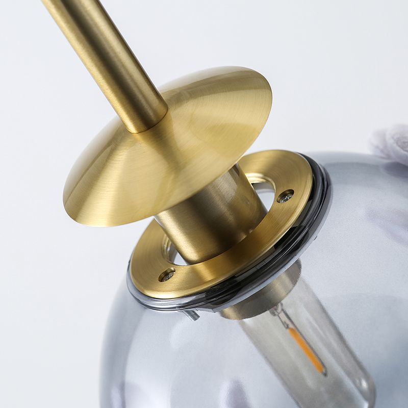 Lampada a ciondolo sfera di vetro sfera 2 luci lampadario contemporaneo in oro per bagno camera da letto
