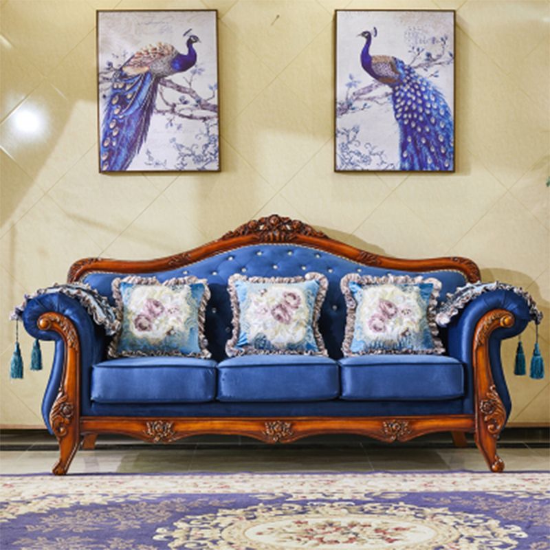 Traditional Standard Flared Arm Settee Couch for Three People