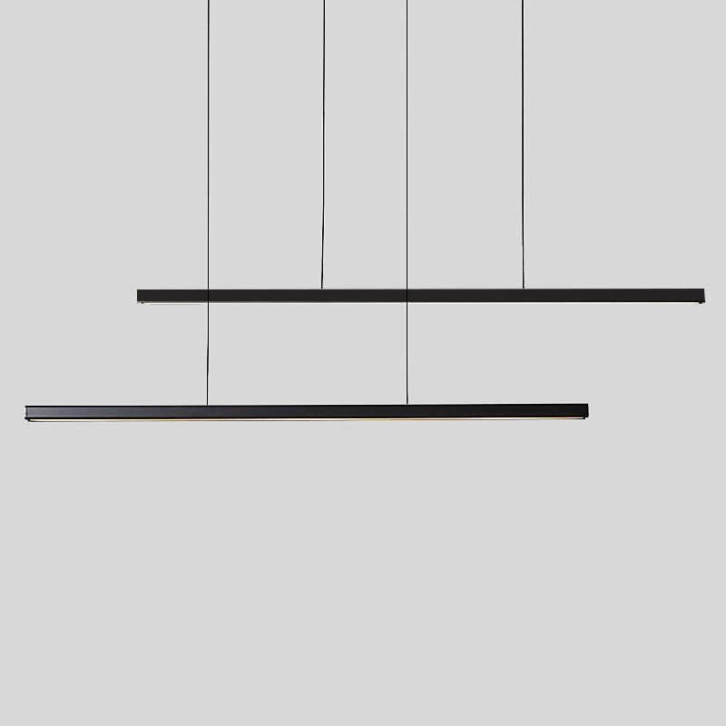Luci a sospensione a sospensione in metallo nero lampade appese lineari moderne per sala da pranzo