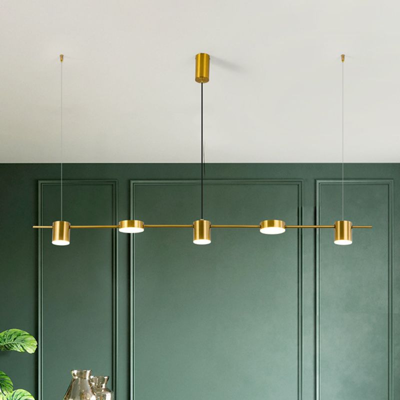 Lineaire metalen kroonluchter licht Modern 3/5 kopjes zwart/goudhangende lamp met roteerbare tint, warm/wit licht