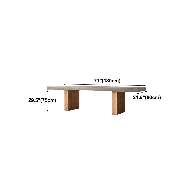 Modern Rectangle Dining table Solid Wood Double Pedestal Table in Grey