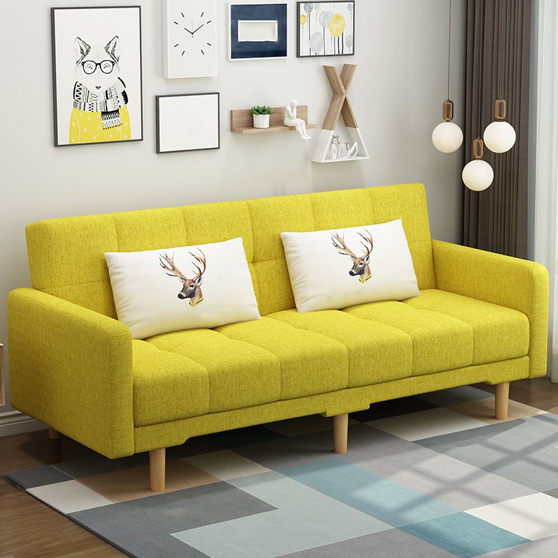 Contemporary Biscuit Back Standard Square Arm Fabric Stationary Sofa