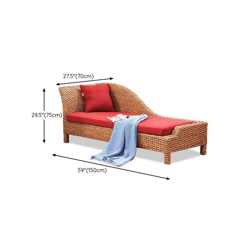 Rattan Chaise Lounge Chair Upholstered Chaise with One Armed