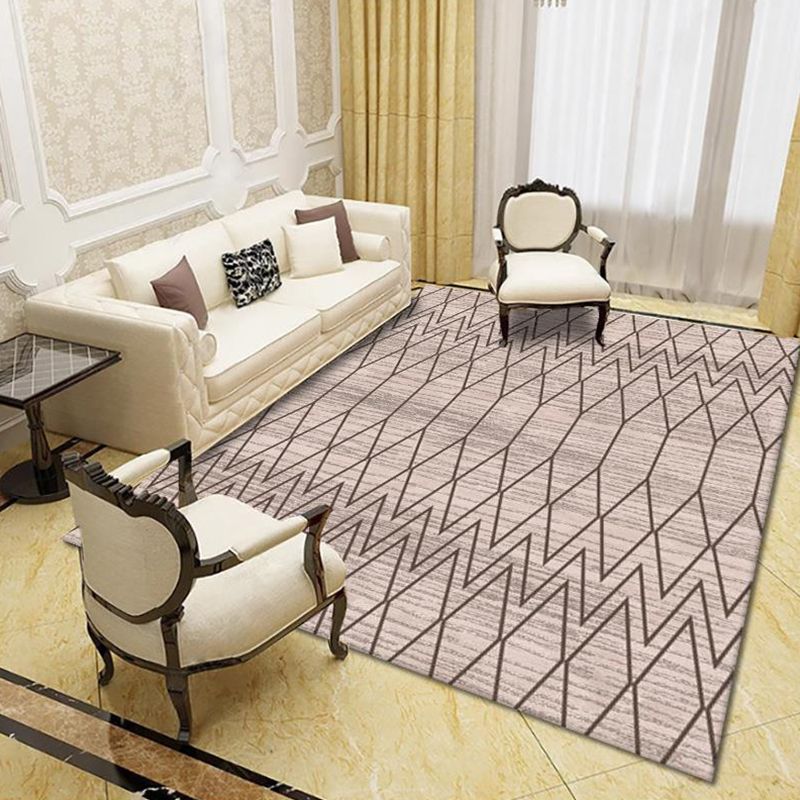 Modern Living Room Rug Multi Colored Geo Print Carpet Polypropylene Anti-Slip Pet Friendly Indoor Rug